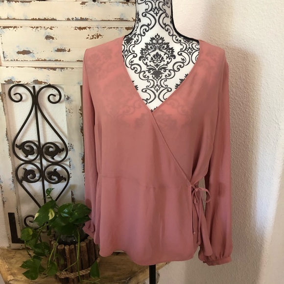 Rose & Olive Tops - Rose + Olive pink wrap blouse